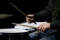 Hands of a man playing a drum set Royalty Free Stock Photo