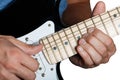 Hands of man playing electric guitar Royalty Free Stock Photo