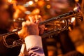 Hands of man playing the trumpet Royalty Free Stock Photo