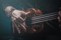Hands of a man playing the ukulele. Royalty Free Stock Photo