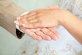 Hands, man's and female, with wedding rings Royalty Free Stock Photo