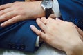 Hands of a man and a woman, close-up. Embrace, love, wedding