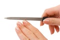 Hands and manicure nail file Royalty Free Stock Photo