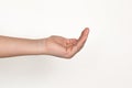hands measuring invisible objects showing the direction. Isolated on a white background Royalty Free Stock Photo