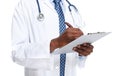 Hands of medical doctor with a clipboard Royalty Free Stock Photo