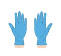 Hands in medical gloves. Vector flat style illustration isolated on white background