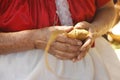 Hands mexican women make Michoacan tamales