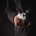 Hands with mobile phone in 4G LTE network