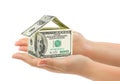 Hands and money house Royalty Free Stock Photo
