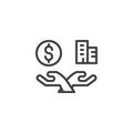 Hands with money and house outline icon Royalty Free Stock Photo