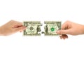 Hands and money puzzle Royalty Free Stock Photo