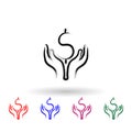 Hands and money sketch style multi color icon. Simple thin line, outline vector of banking icons for ui and ux, website or mobile Royalty Free Stock Photo