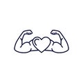 Hands muscular design vector, Fitness equipment icon concept, Creative Gym Symbol, Illustration Royalty Free Stock Photo