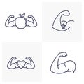 Hands muscular design vector, Fitness equipment icon concept, Creative Gym Symbol, Illustration Royalty Free Stock Photo