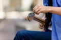 Hands of musician with guitar Royalty Free Stock Photo