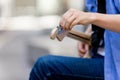 Hands of musician with guitar Royalty Free Stock Photo