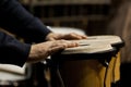 Hands musician playing the bongos Royalty Free Stock Photo