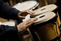 Hands musician playing the bongos Royalty Free Stock Photo
