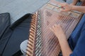 hands of musician playing on cimbalom or dulcimer, Royalty Free Stock Photo