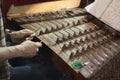 Hands of musician playing dulcimer