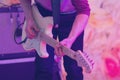 Hands of a musician playing on an electric guitar Royalty Free Stock Photo