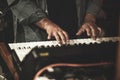 hands of musician playing the sinth