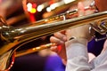 Hands musician playing the trombone Royalty Free Stock Photo