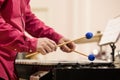 Hands musician playing the vibraphone Royalty Free Stock Photo