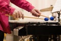 Hands musician playing the vibraphone Royalty Free Stock Photo