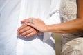 Hands Of Newlywed Bride And Groom