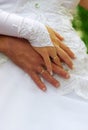 Hands of newlywedses Royalty Free Stock Photo