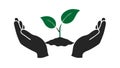 Hands Nurturing Plant Icon for Environment and Growth, vector design Generative AI Royalty Free Stock Photo