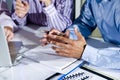 Hands of office workers working on laptop Royalty Free Stock Photo