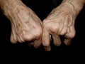 Hands of an old lady with traces of long life Royalty Free Stock Photo