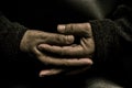 Old Hands. Portrait of hands that intertwine their fingers Royalty Free Stock Photo