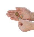 Hands of old man counting money Royalty Free Stock Photo