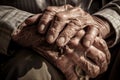 Hands old man. Generate Ai Royalty Free Stock Photo