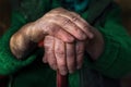 Hands of an old woman. Grandma