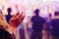 Hands old woman raised up worship to God