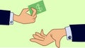 Hands one hand giving money, other hand recieve Royalty Free Stock Photo