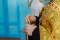 The hands of an Orthodox priest hold