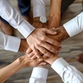 hands overlapping to show teamwork Royalty Free Stock Photo