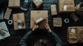 The hands packaging parcels.AI generated image Royalty Free Stock Photo