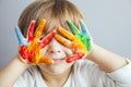 Hands painted in colorful paints Royalty Free Stock Photo