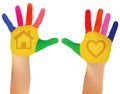 Hands painted in colorful paints ready for hand prints Royalty Free Stock Photo