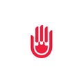 Hands palm fire logo symbol vector