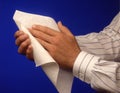 Hands with paper towel.