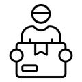 Hands parcel home delivery icon, outline style