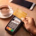 hands holding credit card and paying, AI generated Royalty Free Stock Photo