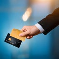 hands holding credit card and paying, AI generated Royalty Free Stock Photo